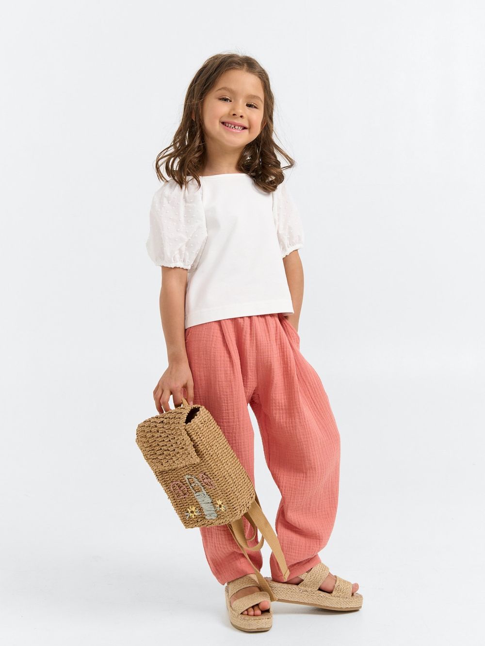 Брюки муслиновые "Клубничный смузи"