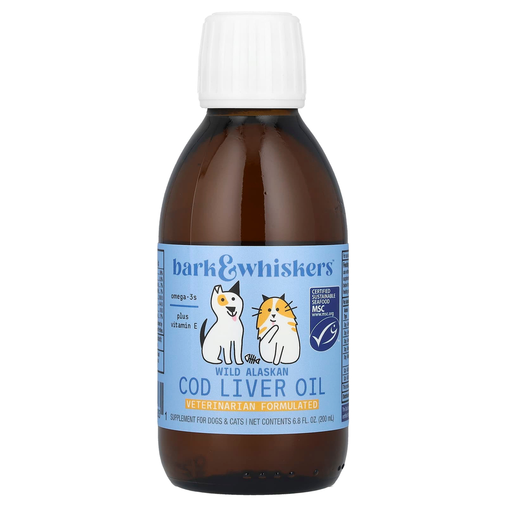 Dr. Mercola, Жир печени дикой аляскинской трески, для собак и кошек, 200 мл (6,8 жидк. унц.)