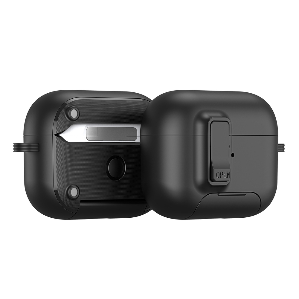 Чехол с замком и подставкой от Dux Ducis для наушников AirPods Pro 2, черный цвет, серия PECQ Series