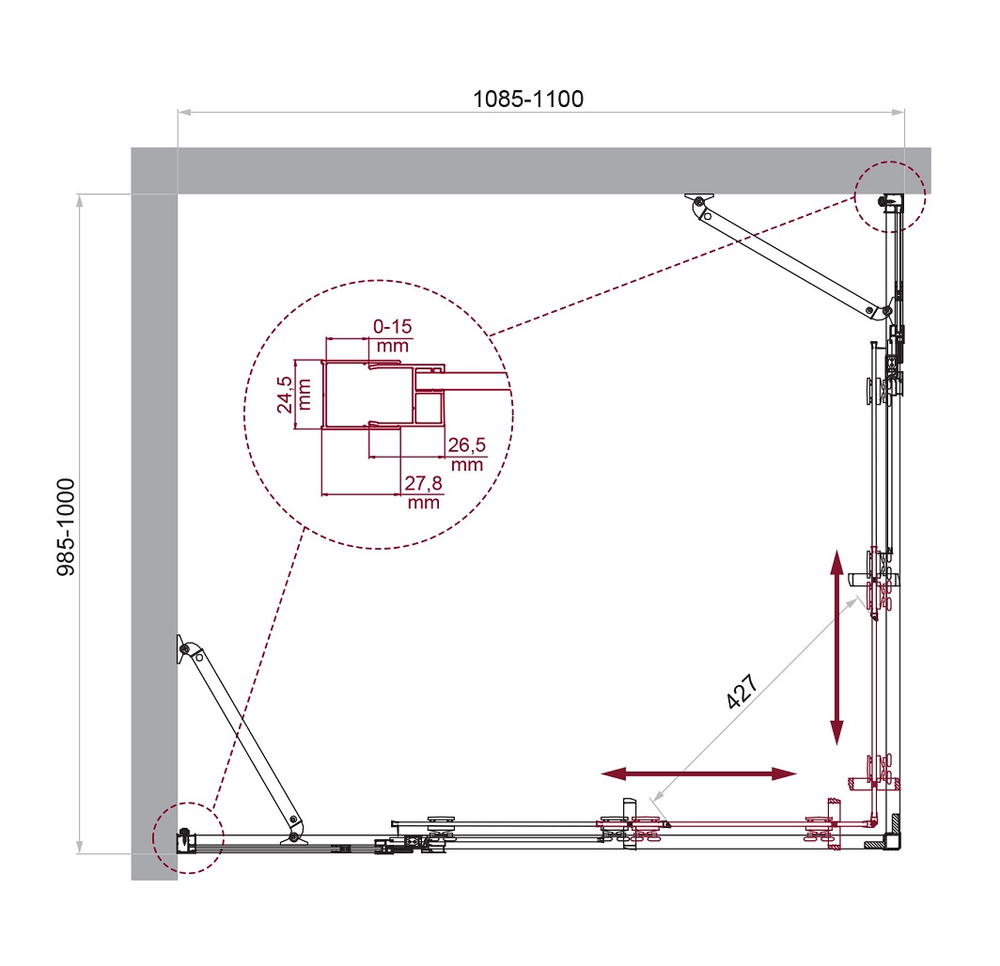 Душевой уголок LUCE-AH-22-110/100-C-Cr