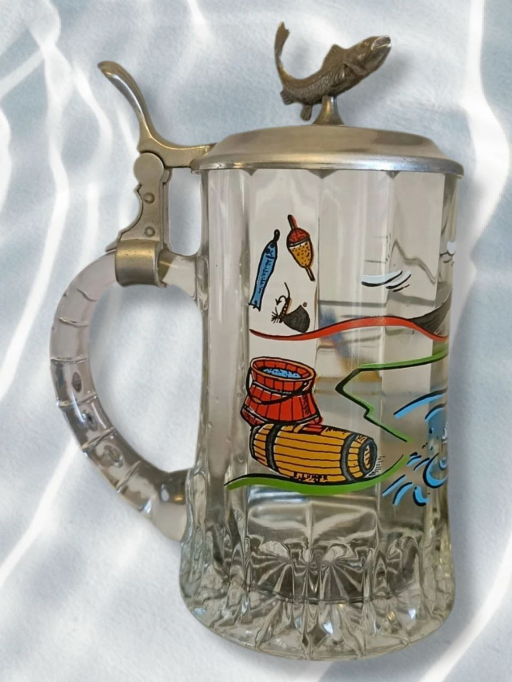 Пивная кружка с крышкой "Рыбаку" Германия