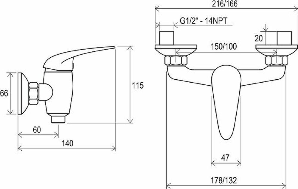 Смеситель для душа Ravak Suzan SN 032.00/100 X070005 Хром