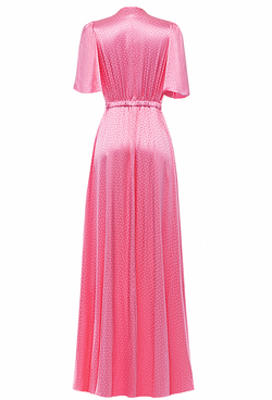 Платье в пол на пуговицах розовое 07-03-23 SS