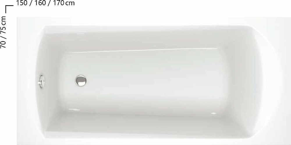 Акриловая ванна Ravak Domino 160x70 C621000000 без гидромассажа