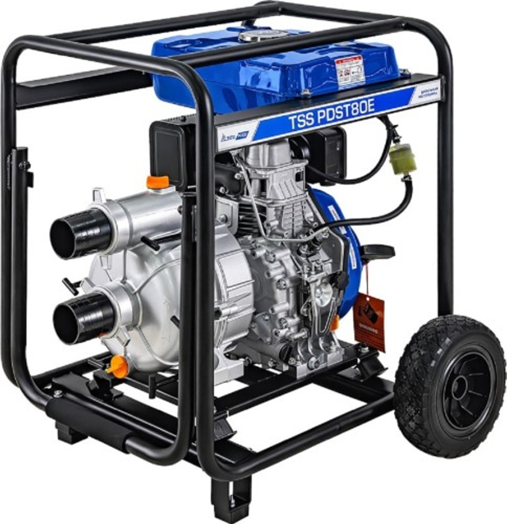 Мотопомпа дизельная для грязной воды ТСС PDST80E (с электростартом, АКБ) 130151
