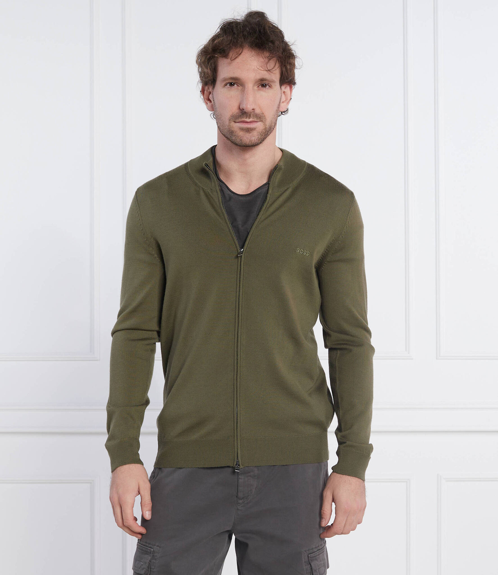 Хлопковый свитер albany BOSS BLACK - хаки(50476347)