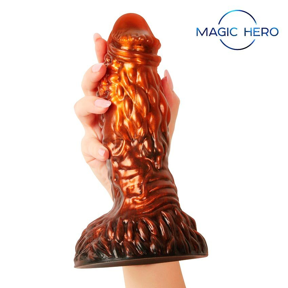 Фантазийный фаллоимитатор цвета бронзы - 22 см. (Цвет: коричневый)