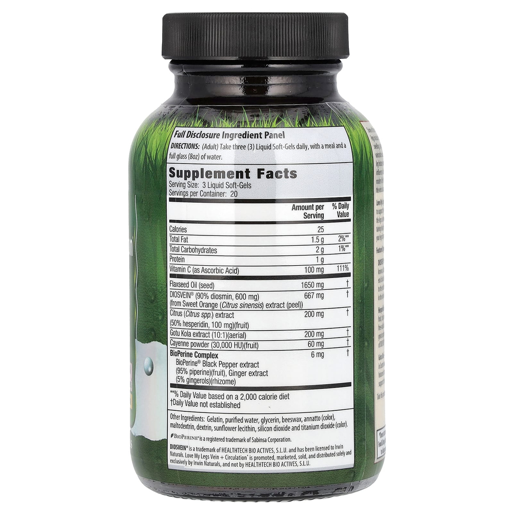 Irwin Naturals, Love My Legs, добавка для поддержки вен и кровообращения, 60 желатиновых капсул