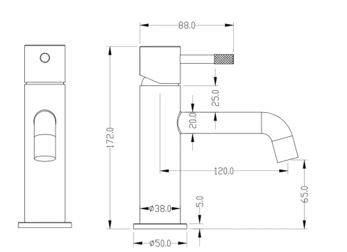 Смеситель для умывальника, Uno. Copper Brushed
