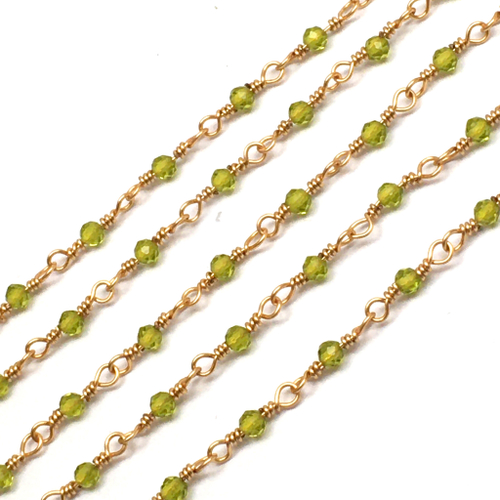 Цепочка с хризолитом  9х2 мм (50 см)