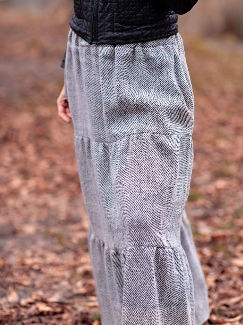 Длинная шерстяная юбка (серый)