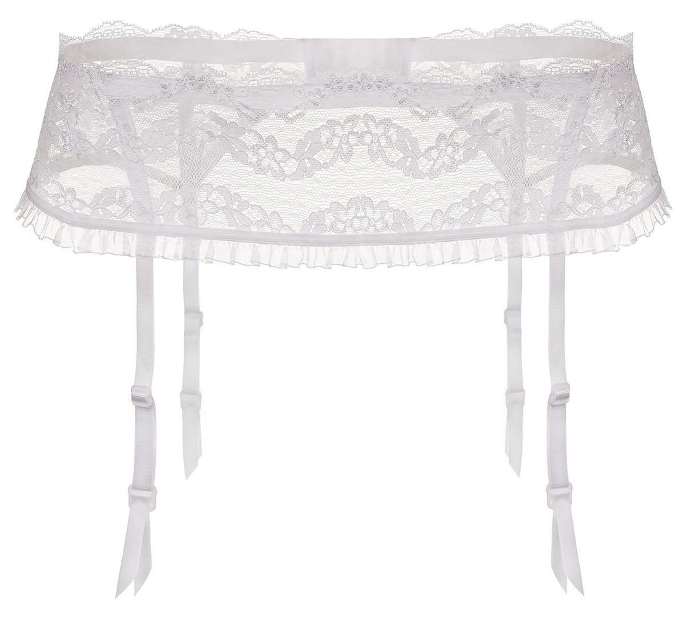 Широкий кружевной пояс для чулок Lilly (Размер: L) (Цвет: белый)