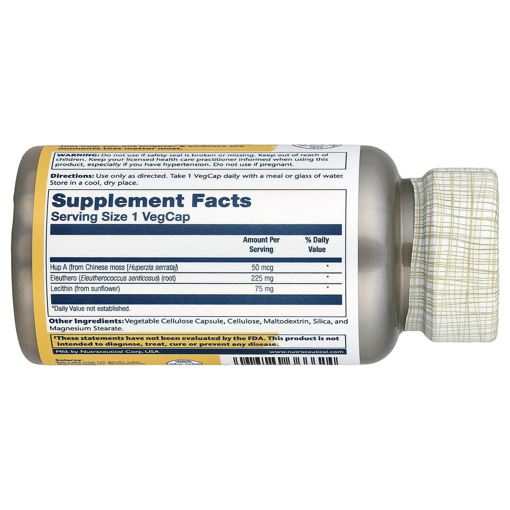 Solaray, Гуперзин А с элеутерококком, 60 капсул в растительной оболочке