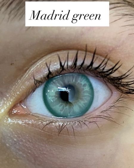 Цветные линзы зеленый лайм Marquise Madrid green / Цветные светло зеленые линзы для темных и светлых глаз / 12 мес/ 2 линзы