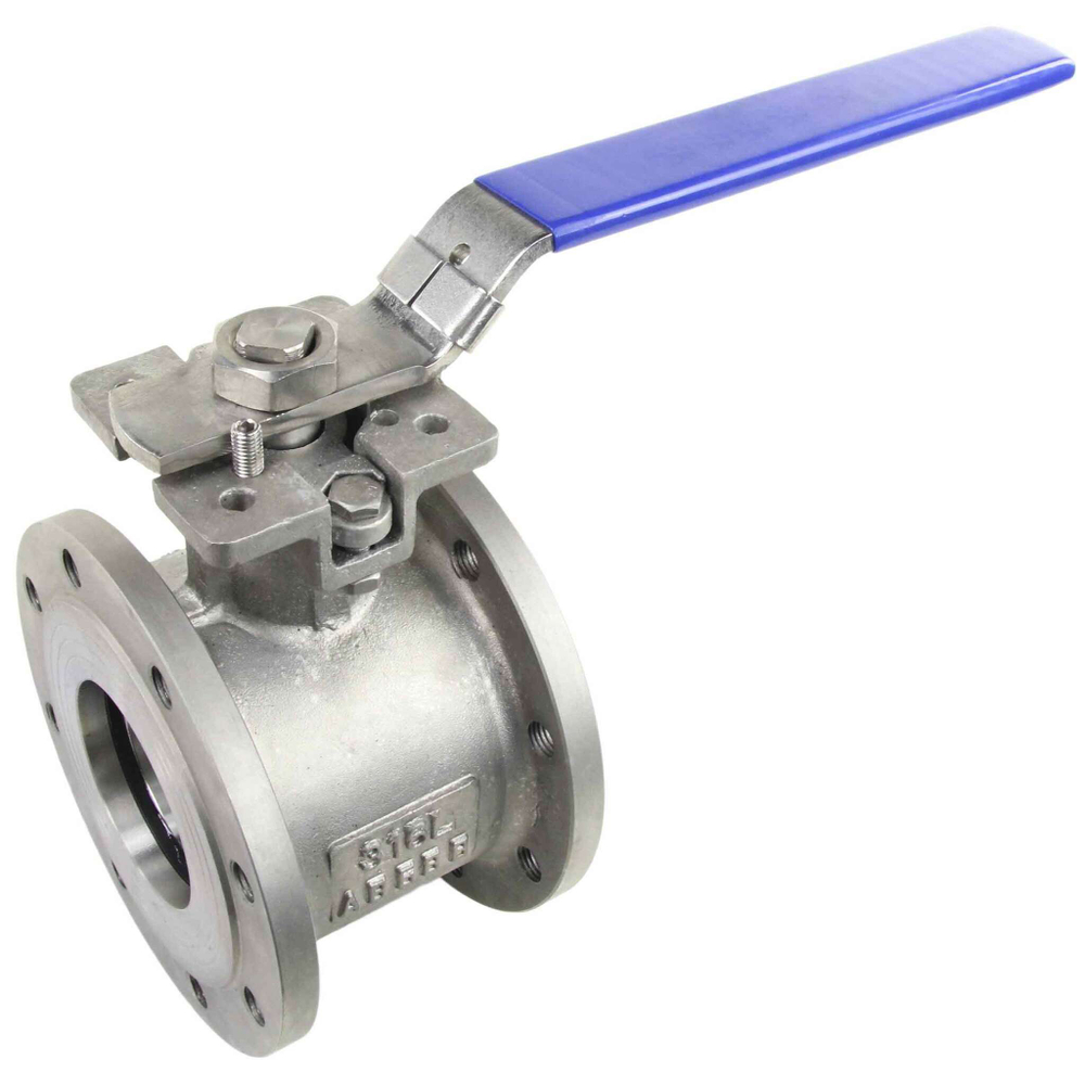 Stainless steel ball valve Elephant BV.CF.Fp.316.200 290 psi, full port, compact flanged connection Class 150, with ISO 5211 mounting pad and handle