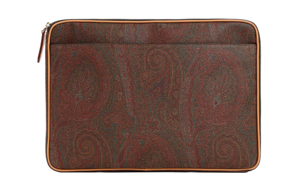 ETRO Print Polyester Laptop Bag Men"s Brown