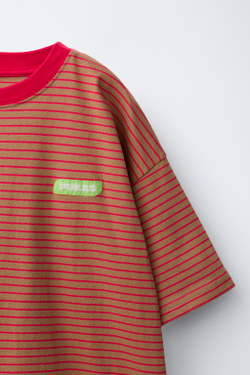 ZARA X PUKAS ФУТБОЛКА PUKAS SURF В ПОЛОСКУ, КОРИЧНЕВЫЙ