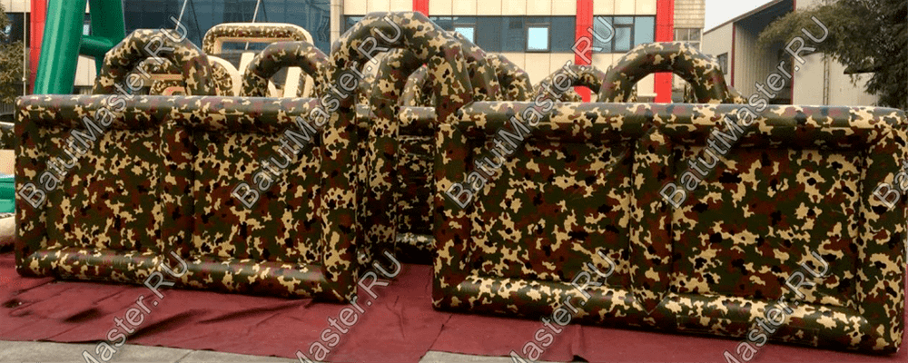 Коммерческий надувной батут "Лабиринт милитари" 12*8*2,5 м