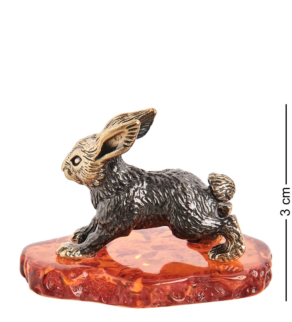 Народные промыслы AM-1531 Фигурка «Заяц полевой» (латунь, янтарь)