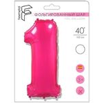 Шар (40"/102 см) Цифра, 1, Фуксия в упаковке / One