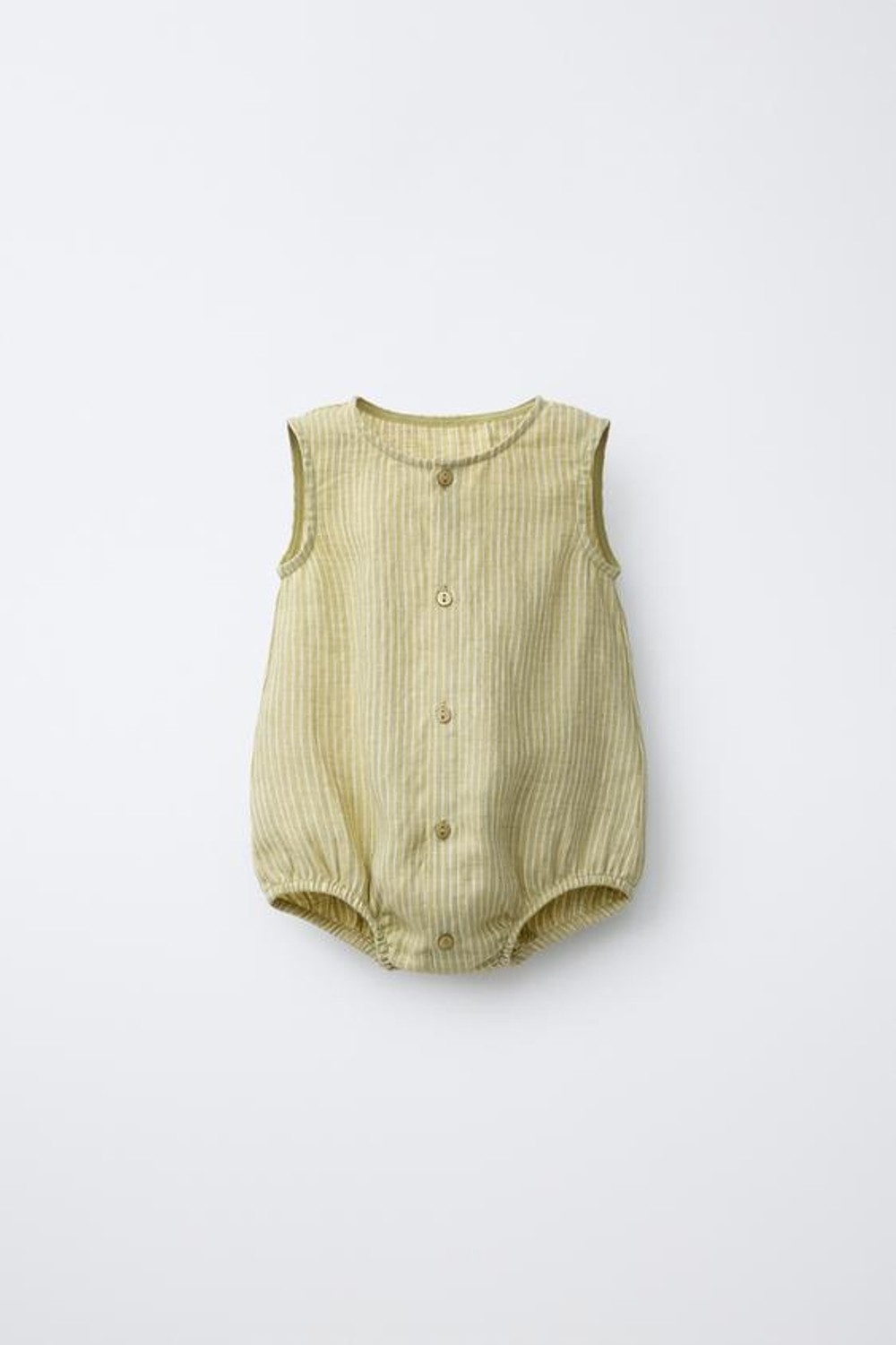 ZARA КОМБИНЕЗОН 100% ЛЕН В ПОЛОСКУ, МЯГКИЙ ЗЕЛЕНЫЙ