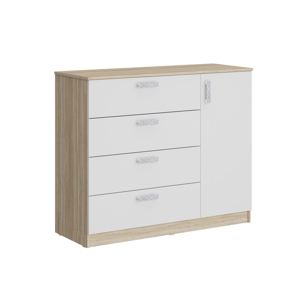 Комод 1200 "Салоу" (Дуб санома светлый/Перламутр), МФ 1+1