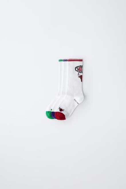 ZARA НАБОР ИЗ 3 ПАР ВЫСОКИХ НОСКОВ NBA©, БЕЛЫЙ