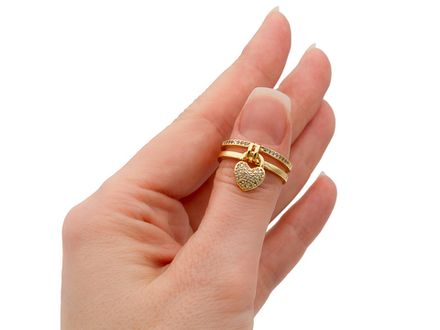 Кольцо двойное "Дорожки. Сердце" (уценка)