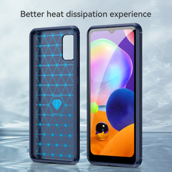 Мягкий чехол синего цвета в стиле карбон для Samsung Galaxy A31, серия Carbon от Caseport