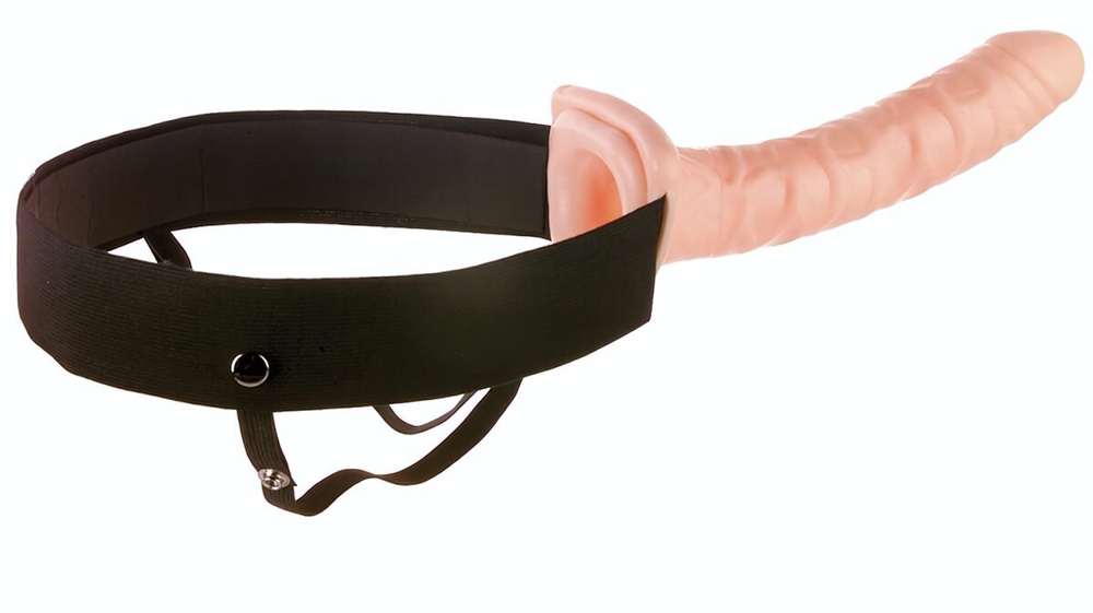 Мужской полый страпон 10 Hollow Strap-On - 24 см. (Цвет: телесный)