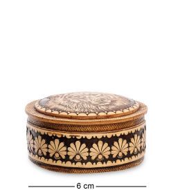 Народные промыслы BST-411/ 7 Шкатулка «Волк» (береста, тиснение)