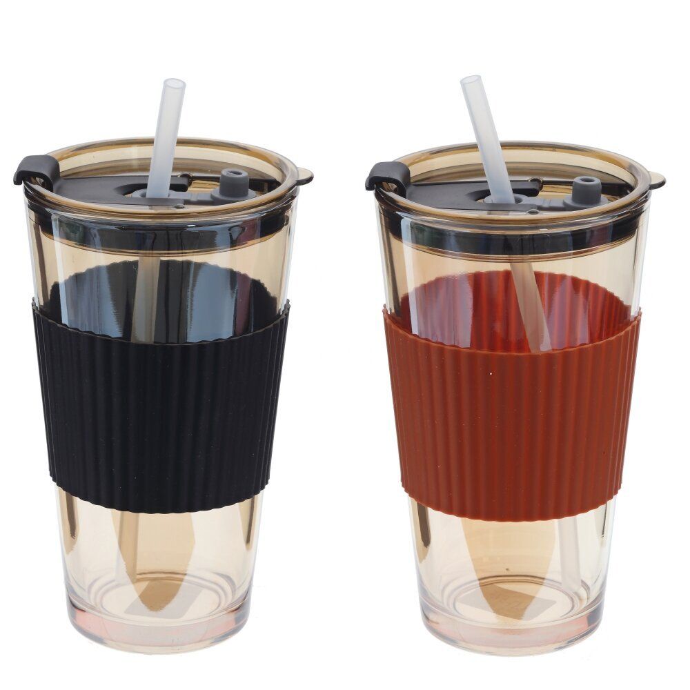 GAEM Стакан с трубочкой, 490 мл, L8,5 W8,5 H14,5 см, 2в.