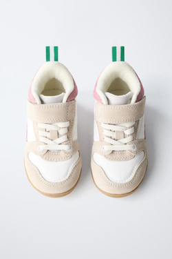 ZARA СПОРТИВНЫЕ КРОССОВКИ В СТИЛЕ РЕТРО, РОЗОВЫЙ