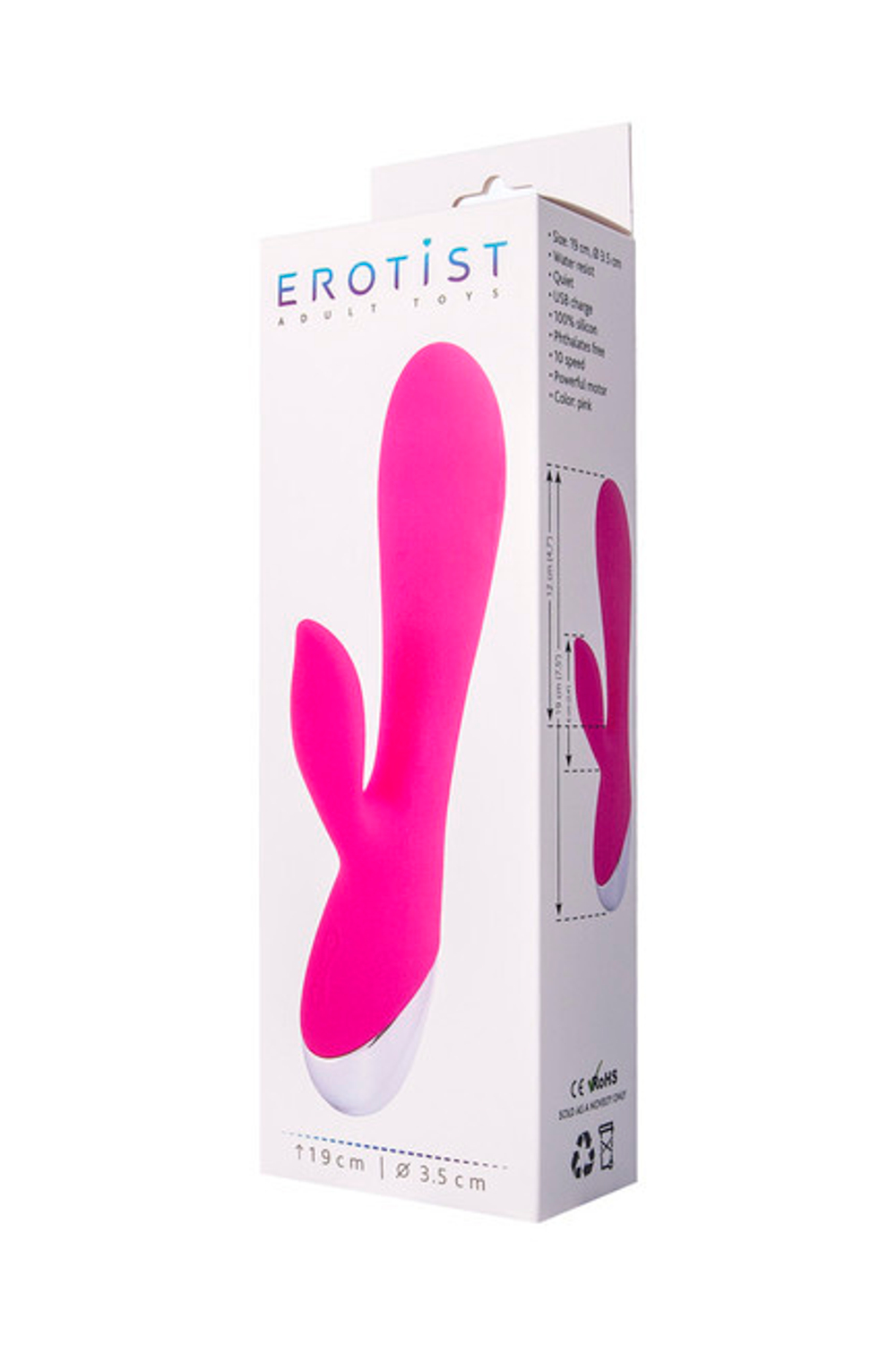 Перезаряжаемый вибратор со стимулятором клитора (10 режимов вибрации) (Цвет: розовый с белым и серебряным)