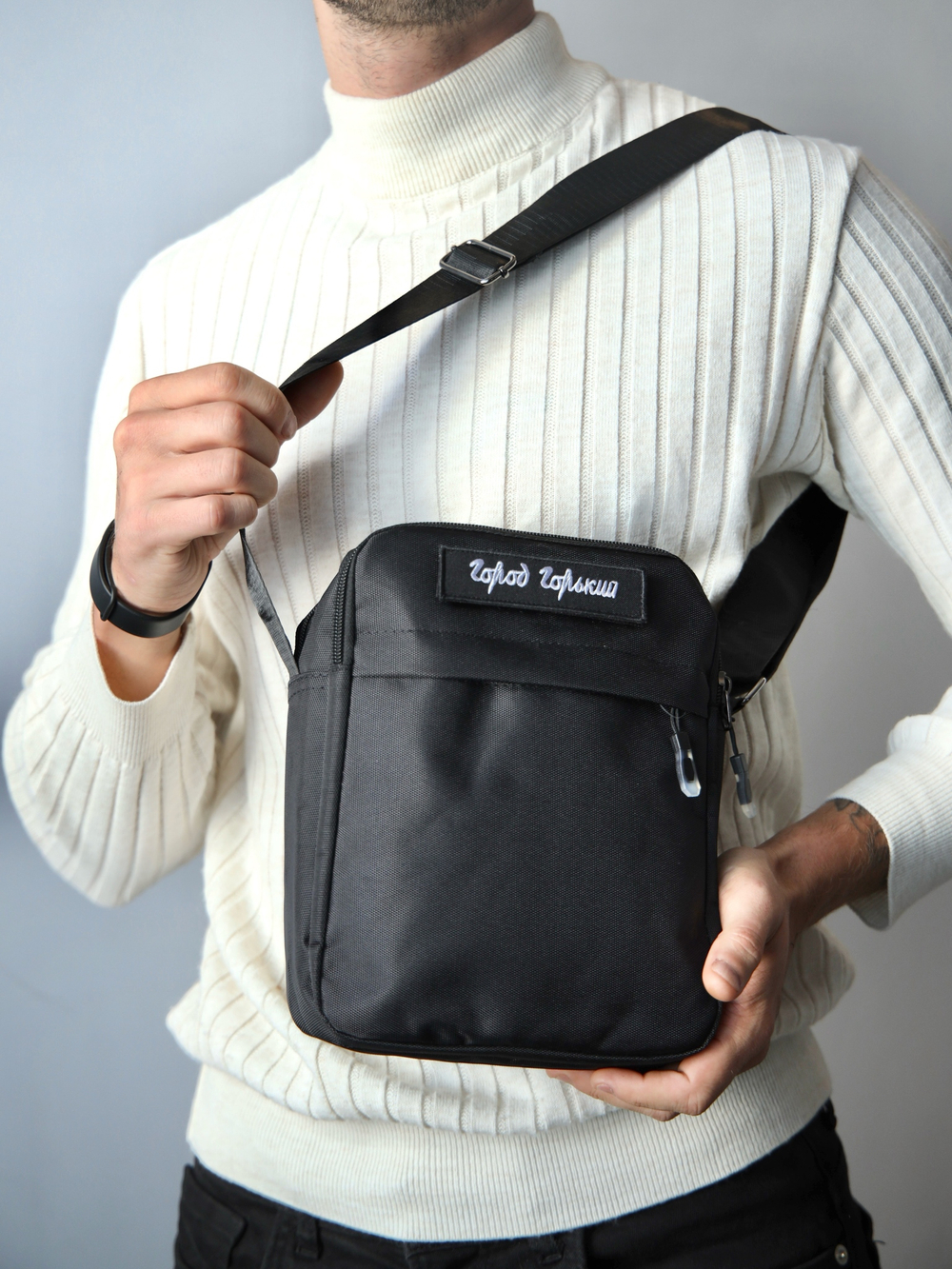 Поясная сумка с шевроном-липучкой квадратная
