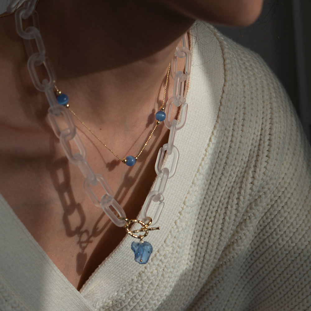 Цепь акриловая матовая Frosted Glass с боковым разъемом , звено 26*16мм, толщина 4мм