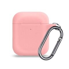 Силиконовый чехол с карабином для AirPods 1, 2 Protective Case (Розовый)