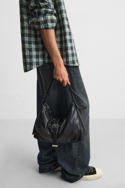 ZARA СУМКА С ПРЯЖКАМИ, ЧЕРНЫЙ