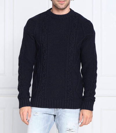 Хлопковый свитер scablito HUGO - темно-синий(50474834)