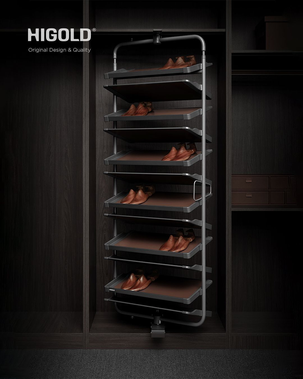 Вращающаяся полка для обуви, 685x355x(1630-1830), 10 уровней