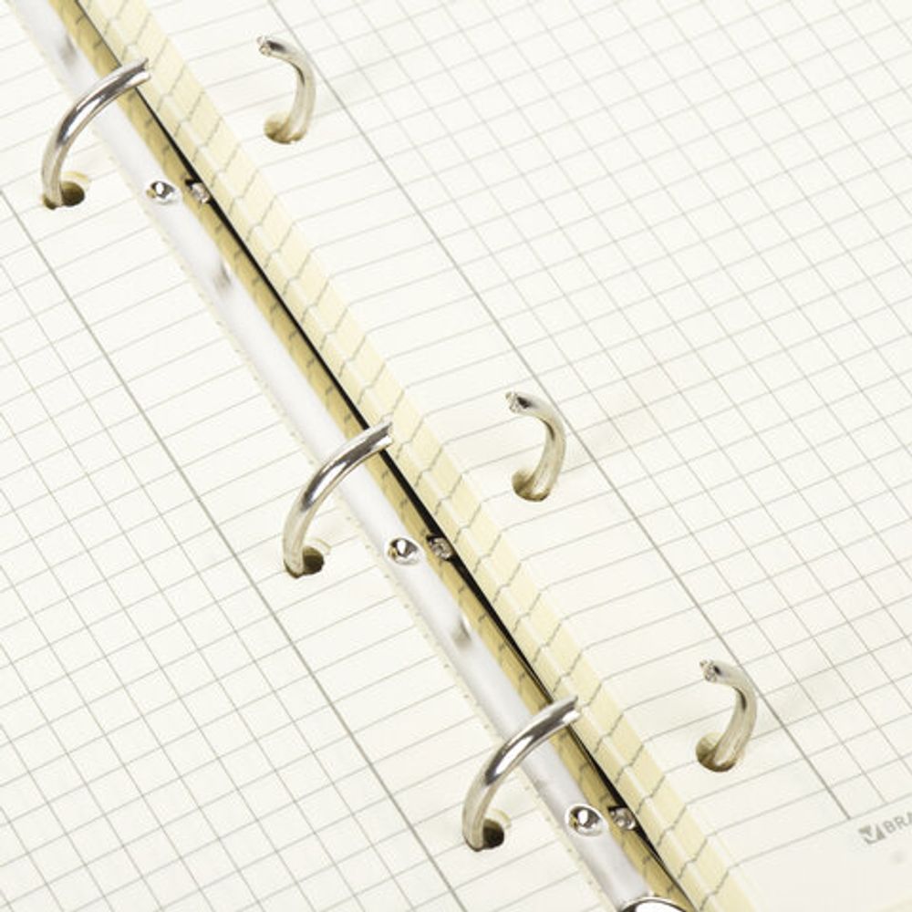 Тетрадь на кольцах А5 (180х220 мм), 120 л., под гладкую кожу, вырубка под кольца, кремовый блок, BRAUBERG "Main", клетка, коричневая, 401710