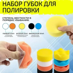 Набор из 9 полировальных кругов для полировки кузова автомобиля и фар, губка для авто, диаметр 80 мм