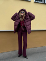 Пуховик Рокет миди свекольный