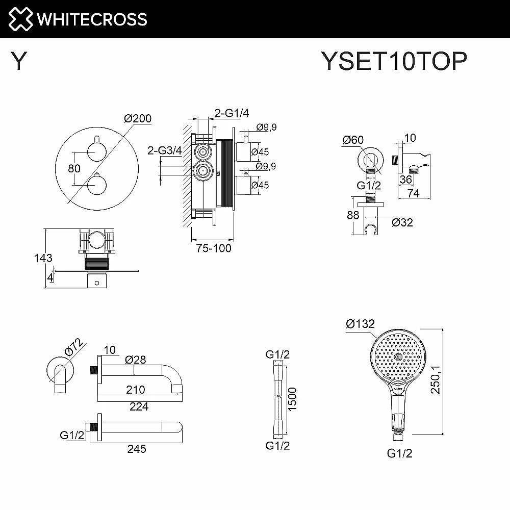 Смеситель для ванны WhiteCross Y YSET10TOPGL золото