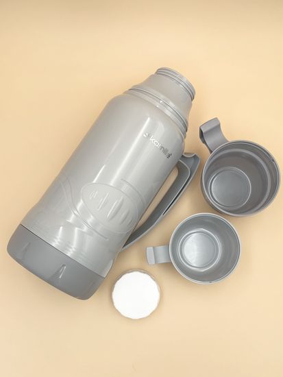 Термос 1,8 л. со стеклянной колбой Kamille KM 2032 пластиковый, 2 чашки