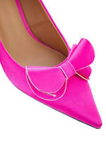 Женские туфли кожаные фуксия с бантом