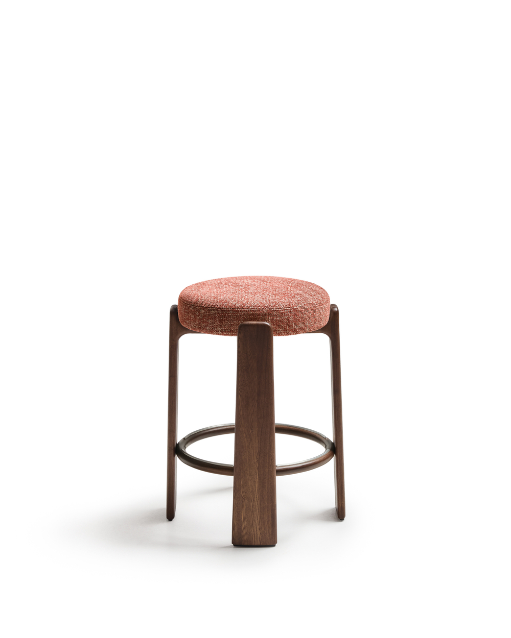 Granite Полубарный табурет из терракотового шенилла и массива ясеня в натуральной отделке 65 см