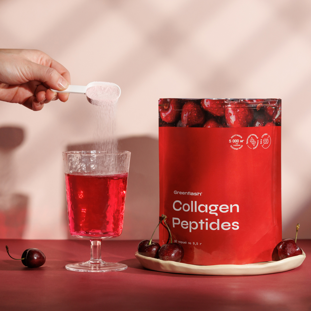 Greenflash Collagen Peptides Коллаген пептидный, 30 порций, дойпак, вкус вишневый