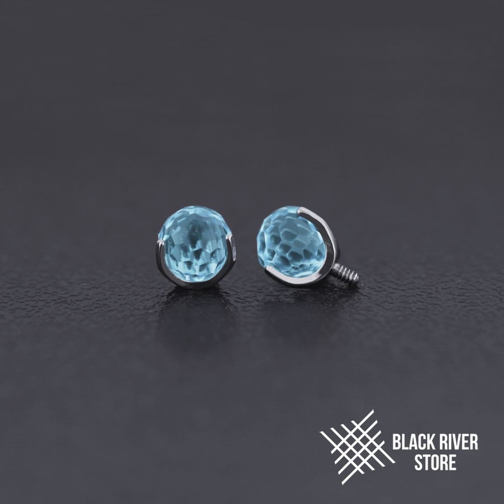 Ball 3-Prongs 4мм Faceted Aqua