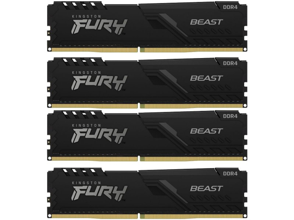 Оперативная память Kingston Fury Beast Black Gaming Memory KF436C17BBK4/32, DDR4 4х 32ГБ 3600 МГц, DIMM, RTL